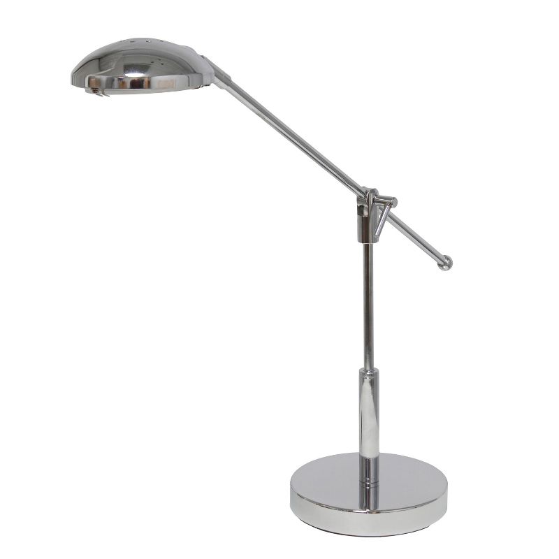 Creekwood Home Sleek Essentials 21" Pivot Arm Modern (Includes LED Light Bulb) Desk Lamp Chrome Finish