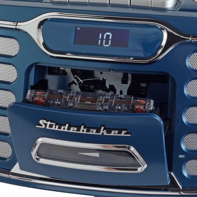 Studebaker Retro Edge Big Sound Boombox with CD/Cassette Player and Radio - Blue (SB2150BLA)