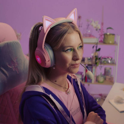 Razer Kraken Kitty V2 USB Headset with RGB Kitty Ears - Quartz Edition