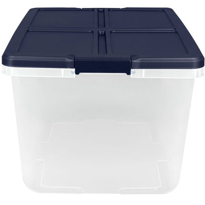 Home Logic 66qt 6pk Storage Bins Clear: Stackable Lidded Containers, Portable with Built-In Handles, Transparent Polypropylene
