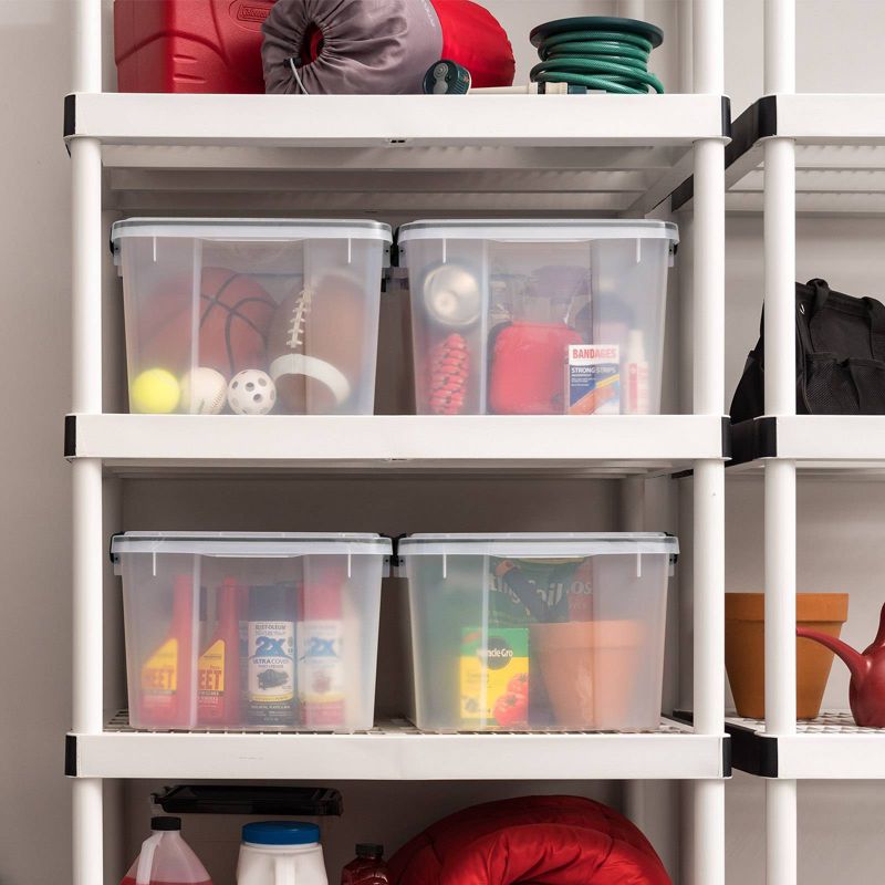 IRIS 44qt Plastic Storage Bins with Sealed Lids Clear Gasket Box Airtight Containers 4pk