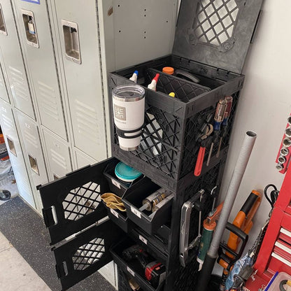 UbeCube Grabinet Kit 2"x2" Crate Black Bin: Stackable Polypropylene Decorative Box, Industrial Style, 13.5" Square
