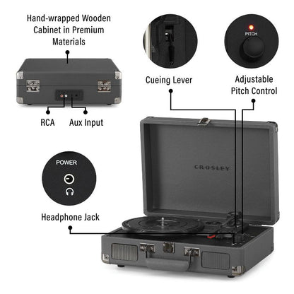 Crosley Cruiser Plus Bluetooth Vinyl Record Player - Slate