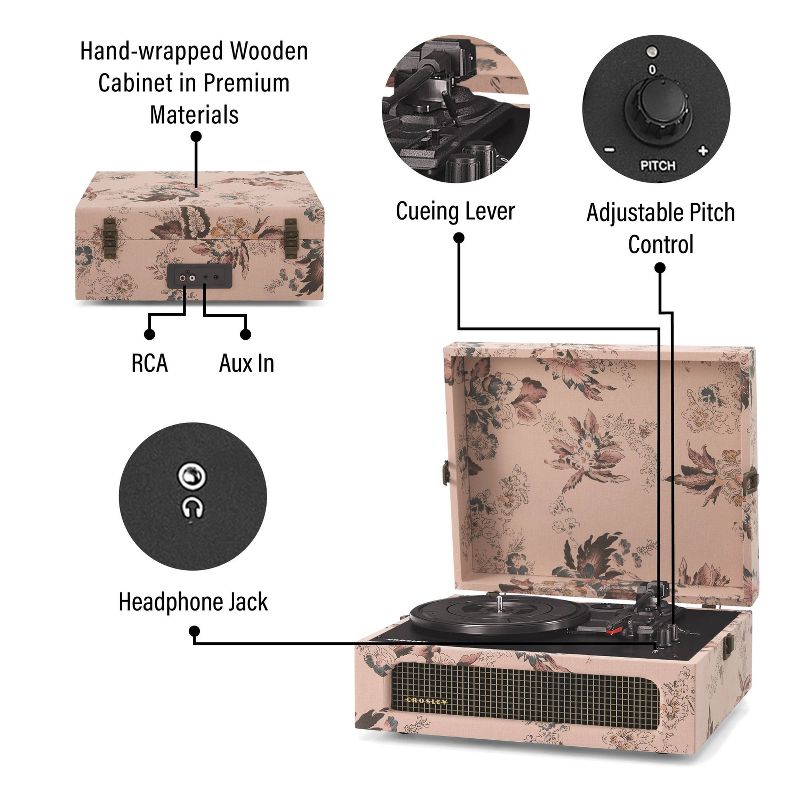 Crosley Voyager Bluetooth Vinyl Record Player - Floral