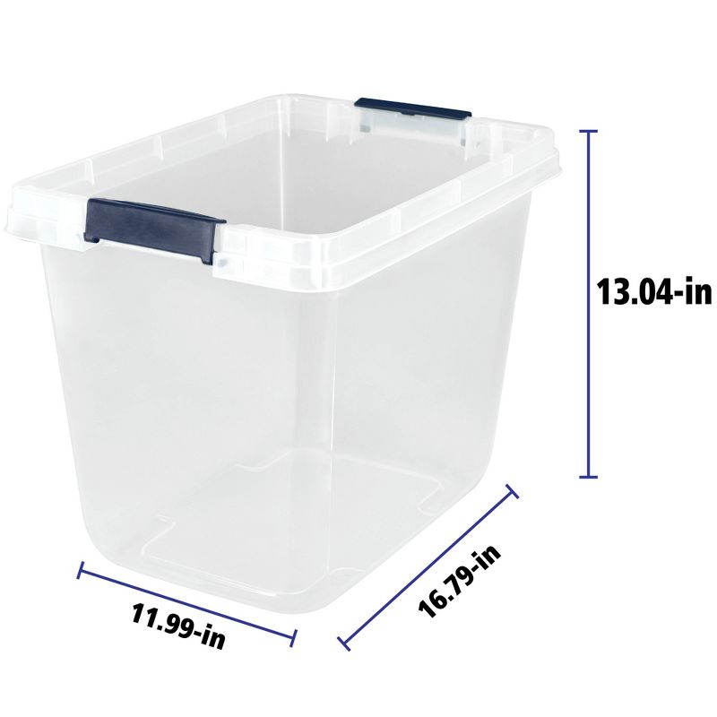 Home Logic 29qt 6pk Storage Bins Clear: Lidded, Stackable, Portable, Built-In Handles, Transparent, Universal Storage