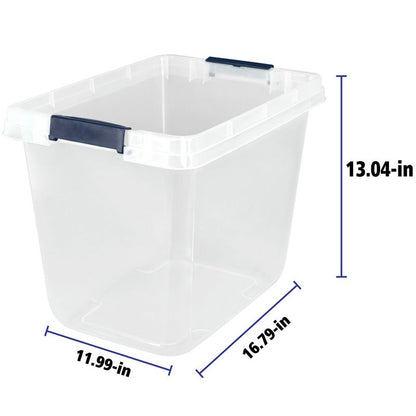 Home Logic 29qt 6pk Storage Bins Clear: Lidded, Stackable, Portable, Built-In Handles, Transparent, Universal Storage