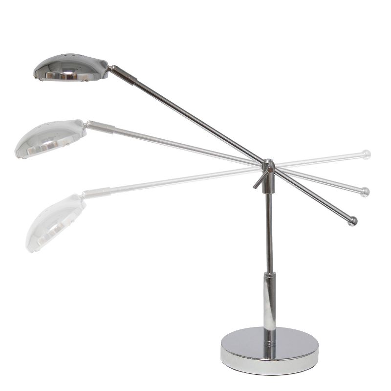 Creekwood Home Sleek Essentials 21" Pivot Arm Modern (Includes LED Light Bulb) Desk Lamp Chrome Finish