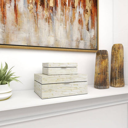 Set of 2 Wooden Boxes with Pattern - Olivia & May