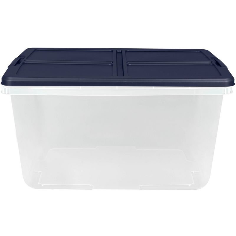 Home Logic 66qt 6pk Storage Bins Clear: Stackable Lidded Containers, Portable with Built-In Handles, Transparent Polypropylene