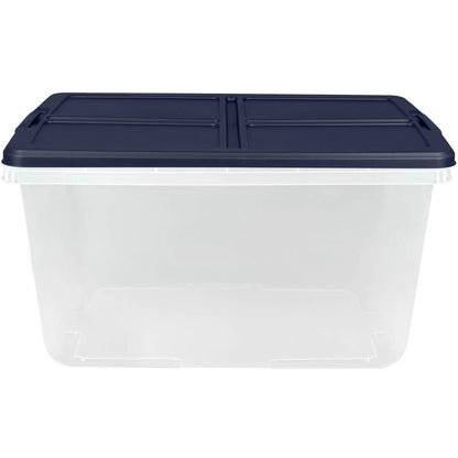 Home Logic 66qt 6pk Storage Bins Clear: Stackable Lidded Containers, Portable with Built-In Handles, Transparent Polypropylene