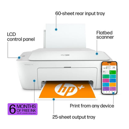 HP DeskJet 2734e Wireless All-in-One Color Printer Scanner Copier with Instant Ink and HP+ (26K72A)