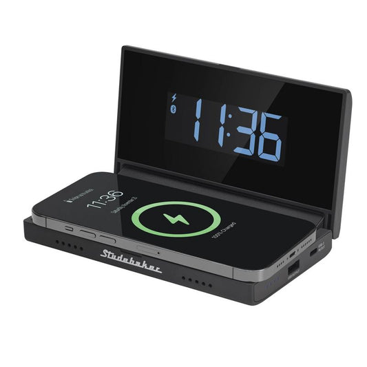tudebaker Techmate Travel Companion with Clock and Wireless Charging Station