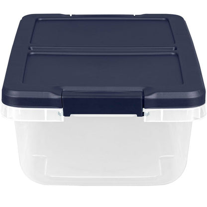 Home Logic 15qt 8pk Storage Bins Clear: Lidded, Stackable, Portable, Built-In Handles, Transparent, Plastic Containers