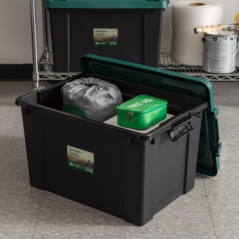 IRIS 4pk Remington 78qt Heavy Duty Plastic Storage Totes Bin with Lid Black: Portable Lidded Utility Tubs, BPA-Free