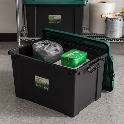IRIS 4pk Remington 78qt Heavy Duty Plastic Storage Totes Bin with Lid Black: Portable Lidded Utility Tubs, BPA-Free
