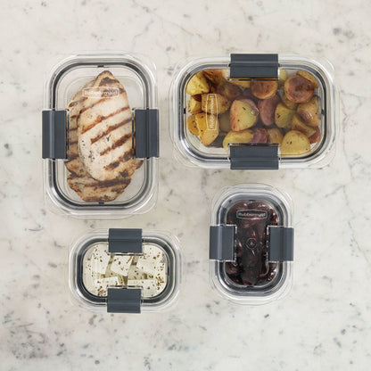 Rubbermaid Brilliance 22pc Plastic Food Storage Container Set Clear: Microwave, Dishwasher & Freezer Safe, 1 Year Warranty