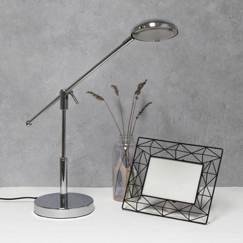 Creekwood Home Sleek Essentials 21" Pivot Arm Modern (Includes LED Light Bulb) Desk Lamp Chrome Finish