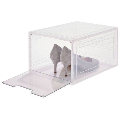 Simplify Drop Front Shoe Box - Set of 6 - Clear: PET & Polypropylene, Decorative Storage Bins, 13.4" W x 9.8" D x 7.1" H