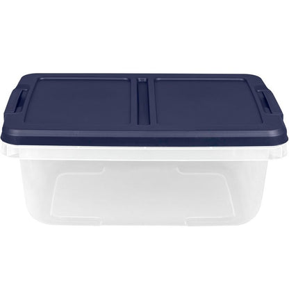 Home Logic 15qt 8pk Storage Bins Clear: Lidded, Stackable, Portable, Built-In Handles, Transparent, Plastic Containers