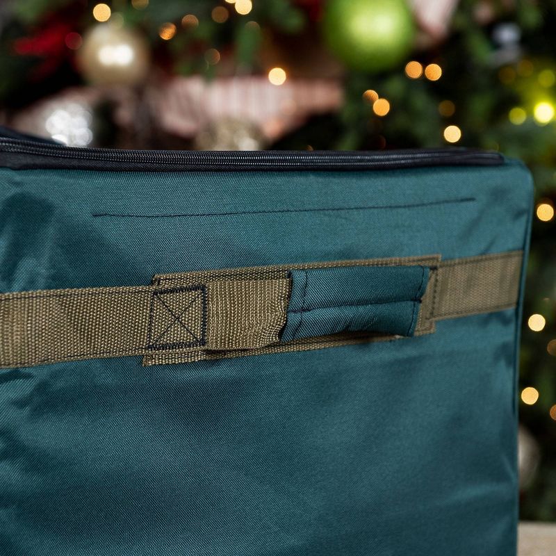 TreeKeeper 3 Tray Ornament Keeper Storage Bag with Front Pocket: Christmas Ornament Organizer, Padded Lining, Green