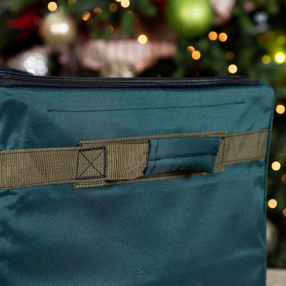 TreeKeeper 3 Tray Ornament Keeper Storage Bag with Front Pocket: Christmas Ornament Organizer, Padded Lining, Green