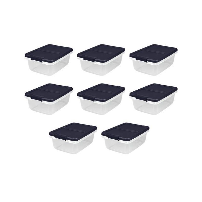 Home Logic 15qt 8pk Storage Bins Clear: Lidded, Stackable, Portable, Built-In Handles, Transparent, Plastic Containers