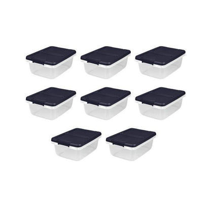 Home Logic 15qt 8pk Storage Bins Clear: Lidded, Stackable, Portable, Built-In Handles, Transparent, Plastic Containers
