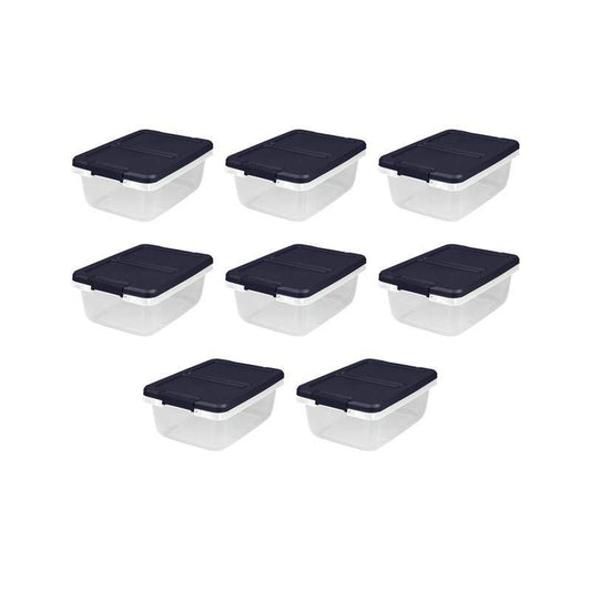 Home Logic 15qt 8pk Storage Bins Clear: Lidded, Stackable, Portable, Built-In Handles, Transparent, Plastic Containers