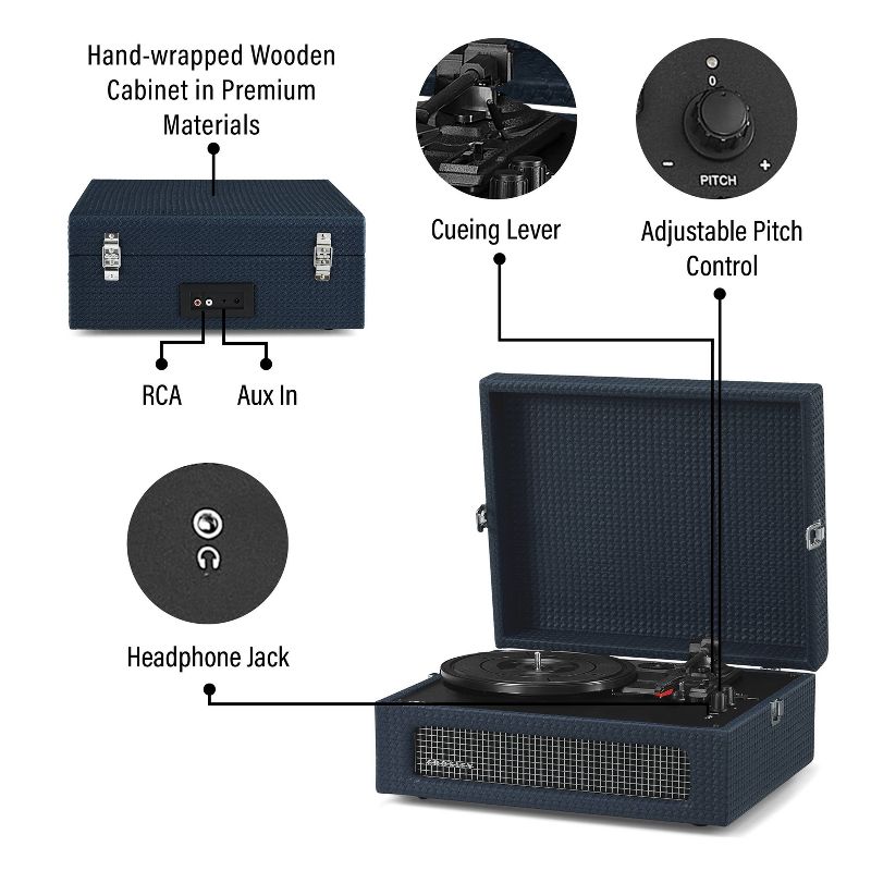 Crosley Voyager Bluetooth Vinyl Record Player - Dark Navy