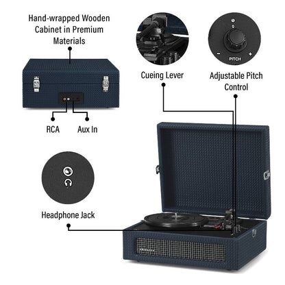 Crosley Voyager Bluetooth Vinyl Record Player - Dark Navy