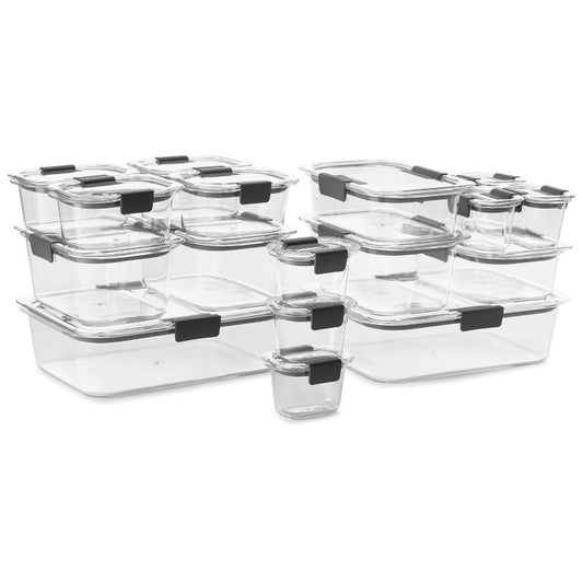 Rubbermaid Brilliance 36pc Plastic Food Storage Container Set: Clear, Microwave & Freezer Safe, Dishwasher Safe, Lifetime Warranty