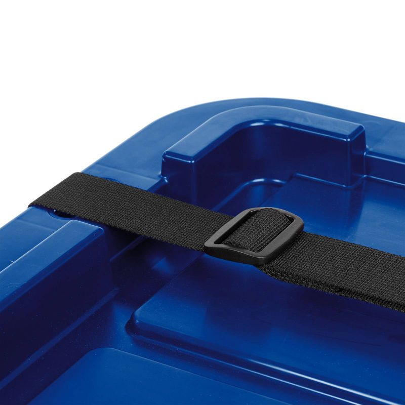 IRIS 27gal Stackable Storage Totes with Lids Black Blue 4pk