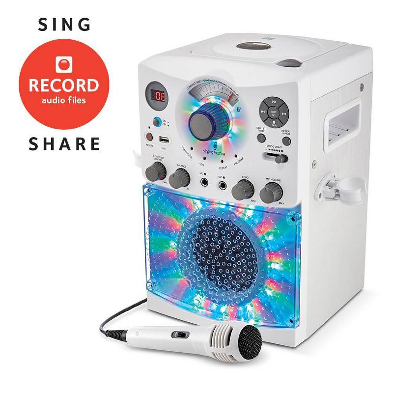 Singing Machine Bluetooth Karaoke System with LED Disco Lights CD+G USB and Microphone Karaoke Machine