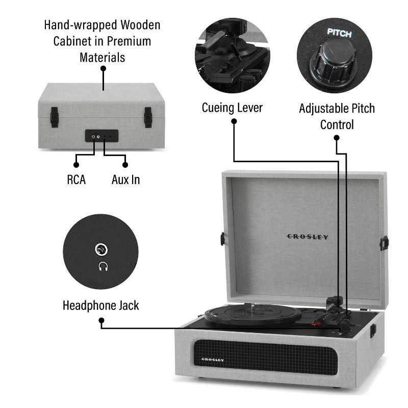 Crosley Voyager Bluetooth Vinyl Record Player - Gray