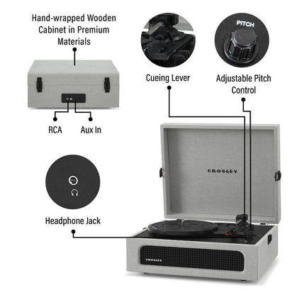 Crosley Voyager Bluetooth Vinyl Record Player - Gray
