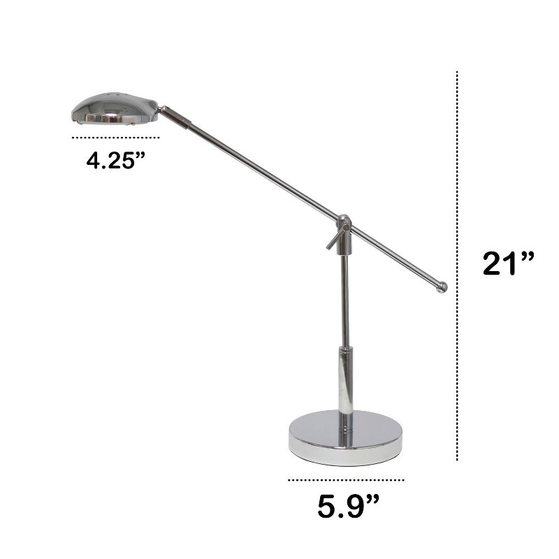 Creekwood Home Sleek Essentials 21" Pivot Arm Modern (Includes LED Light Bulb) Desk Lamp Chrome Finish