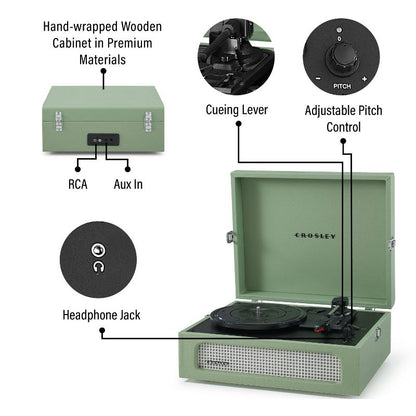 Crosley Voyager Bluetooth Vinyl Record Player - Sage