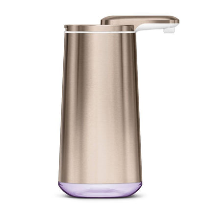 simplehuman 10oz Rechargeable Stainless Steel Sensor Pump Automatic Foam Soap Dispenser with Refillable Cartridge