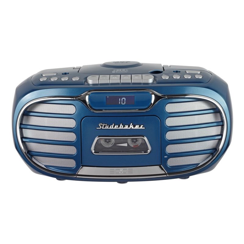 Studebaker Retro Edge Big Sound Boombox with CD/Cassette Player and Radio - Blue (SB2150BLA)