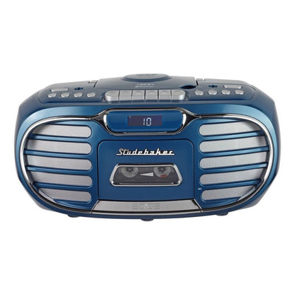 Studebaker Retro Edge Big Sound Boombox with CD/Cassette Player and Radio - Blue (SB2150BLA)