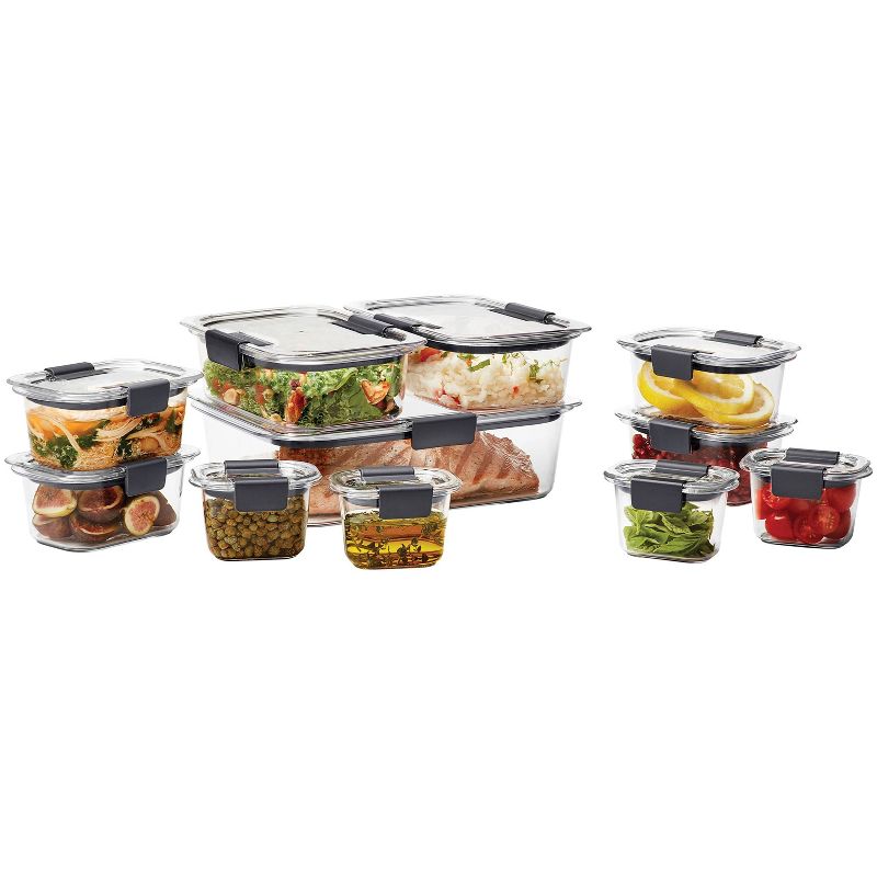 Rubbermaid Brilliance 22pc Plastic Food Storage Container Set Clear: Microwave, Dishwasher & Freezer Safe, 1 Year Warranty