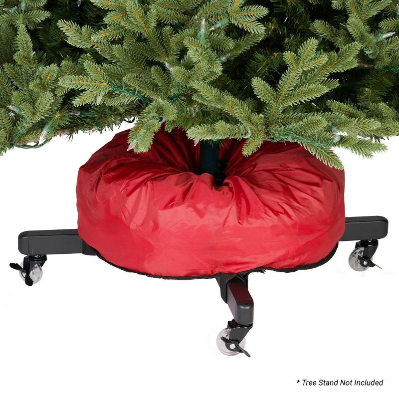 TreeKeeper 7.5' Santa's Bags Upright Tree Storage Bag: Christmas Tree Storage, Built-In Handles, Polyester, Red