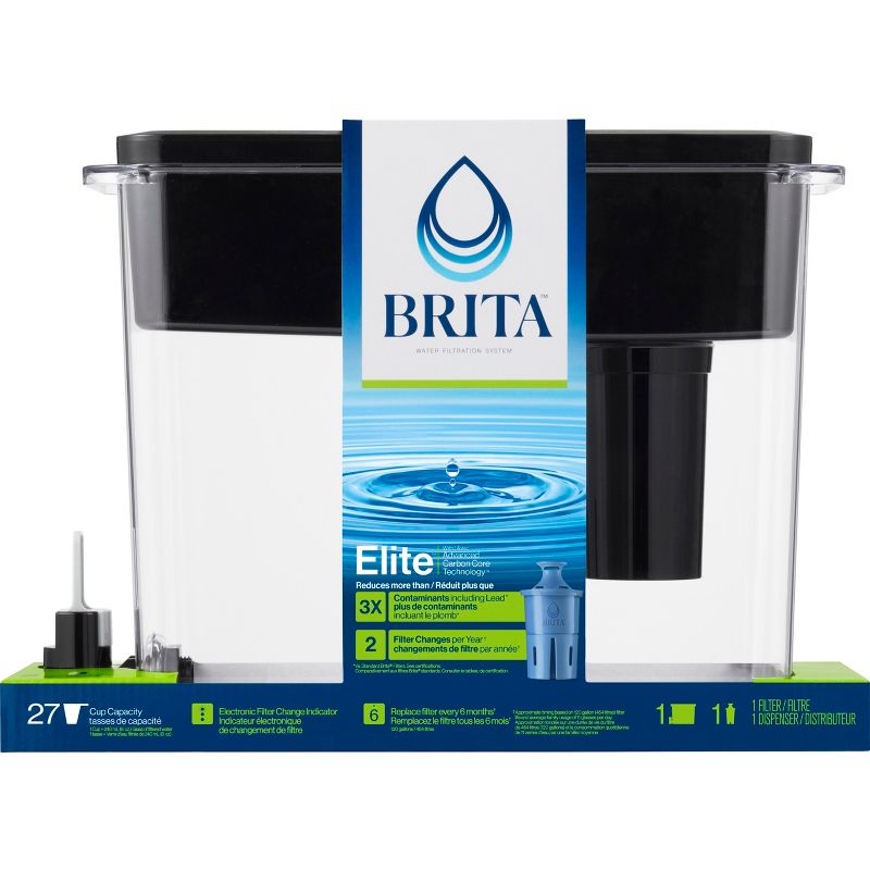 Brita Extra Large 27-Cup UltraMax Filtered Water Dispenser with Filter - Jet Black