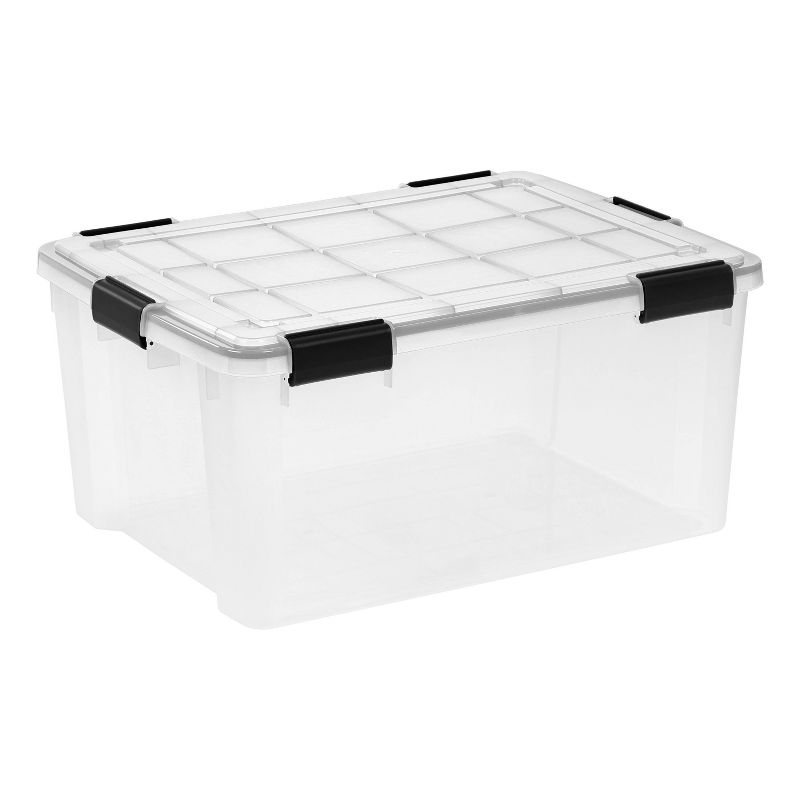 IRIS 60qt Plastic Storage Bins with Sealed Lids Clear Gasket Box Airtight Containers 4pk