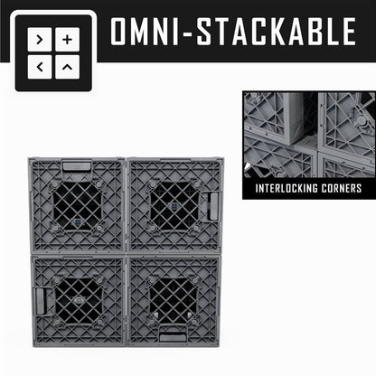 UbeCube Grabinet Kit 2"x2" Crate Black/Gray Bin: Stackable Decorative Boxes, Industrial Style, 13.5" Square