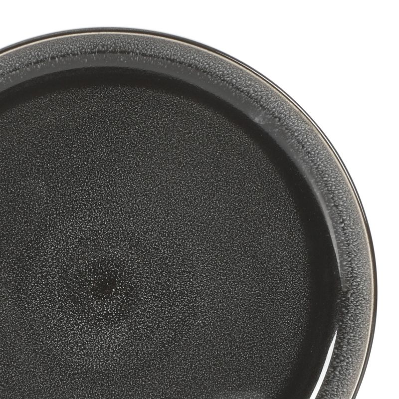 Gibson Home Sur La Table Kitchen Essentials Banquette 16pc Reactive Glaze Stoneware Dinnerware Set Black: Kitchen Dish Set, Service for 4