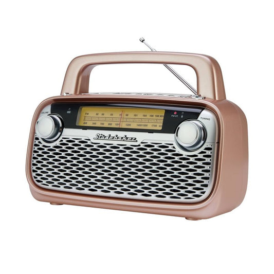 Studebaker AM/FM Portable Radio with Bluetooth and Rechargeable Battery