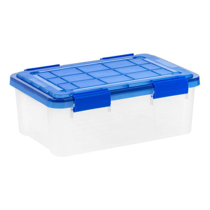 IRIS 16qt 6pk WeatherPro Plastic Storage Bin: Stackable, Lidded, Transparent, Portable, Under Bed Storage, Built-In Handles