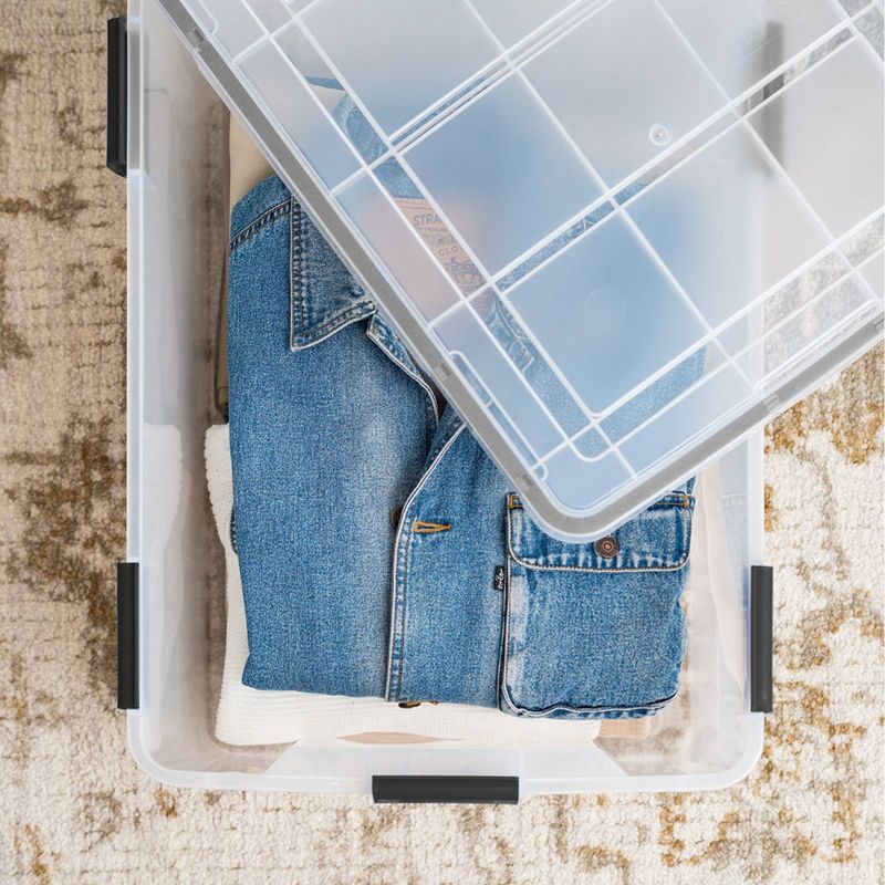 IRIS 60qt Plastic Storage Bins with Sealed Lids Clear Gasket Box Airtight Containers 4pk