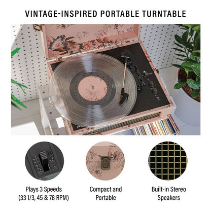 Crosley Voyager Bluetooth Vinyl Record Player - Floral